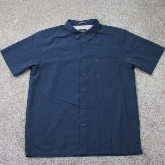 Quiksilver Waterman Shirt Mens Large Blue Comfort Fit Modal/Polyester S/S Button - Picture 1 of 15